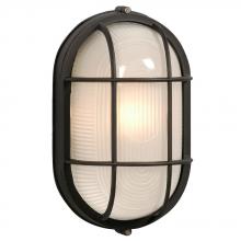  305013BK-142EB - Outdoor Cast Aluminum Marine Light with Guard - in Black finish with Frosted Glass (Wall or Ceiling